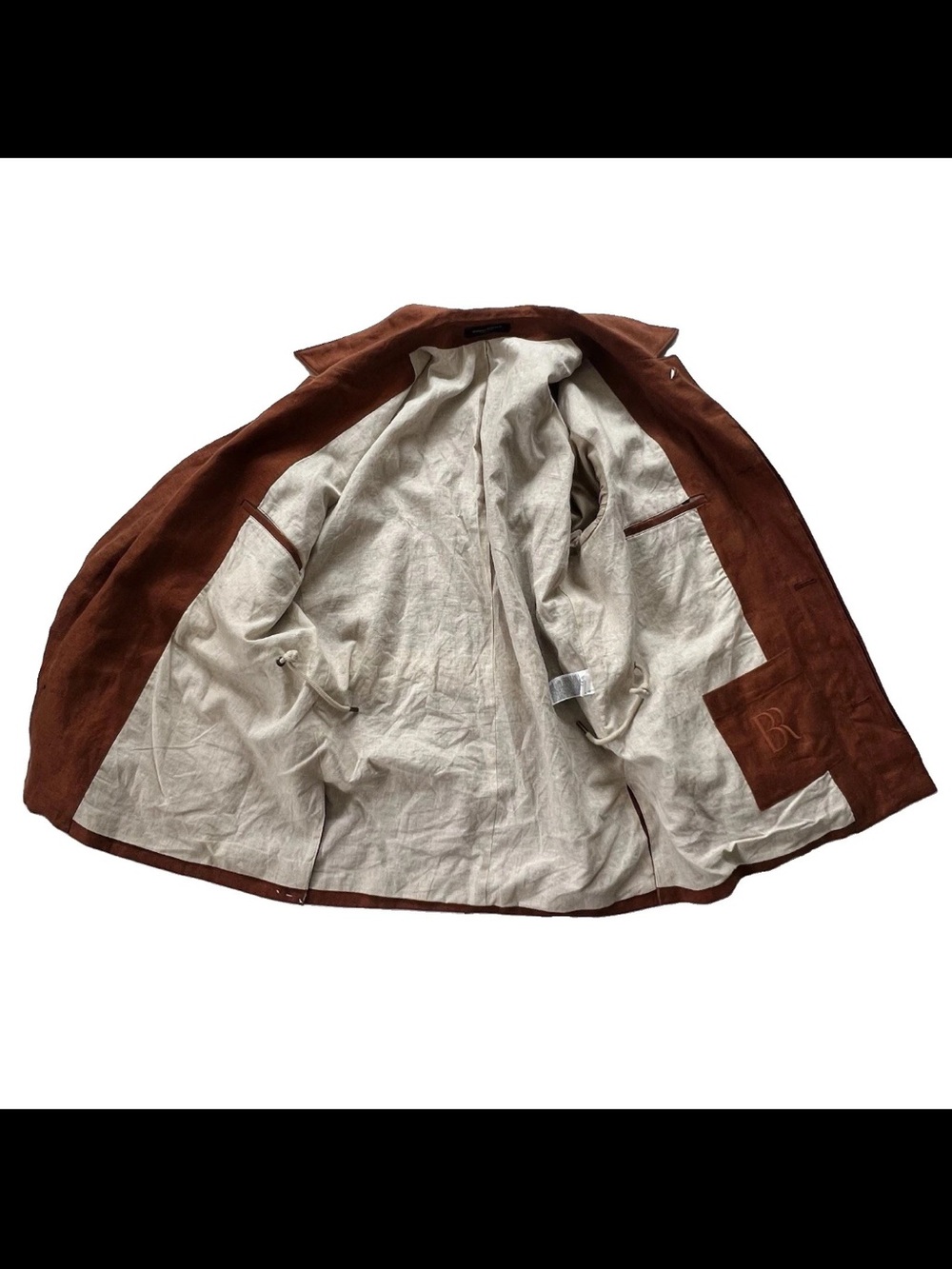 Banana Republic Mens Bastian Linen Field Jacket L Burnt Rust Quiet Luxury - Picture 6 of 9